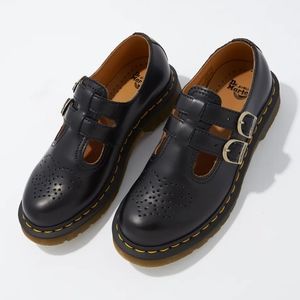 Dr. Martens Black Smooth Leather Double Strap Mary Jane Shoes Size 7